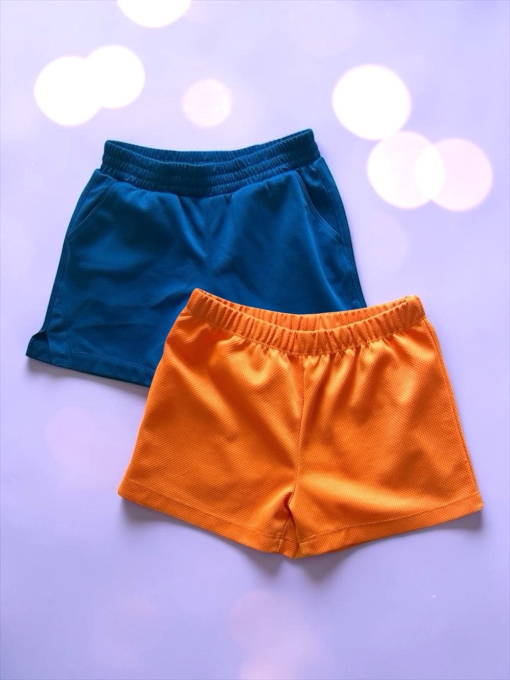 Athletic Works + Unbranded Girls Athletic Shorts Bundle Blue & Orange (7–8)